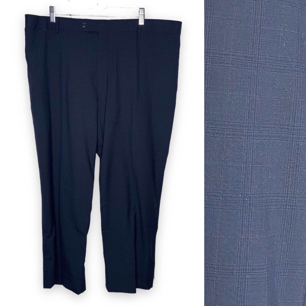 Tommy Hilfiger Mens Size 40 Check Print Dress Pant Blue Plaid Straight Leg